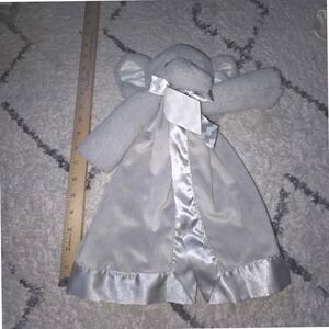 Bearington Baby Elephant Security Blanket Lovey Gray Satin Trim